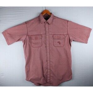 RedHead Mens Collared Button Down Short Sleeve Shirt Faded Red Large Hunt Wear